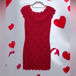 Diane Von Furstenberg Red Lace Mini Dress